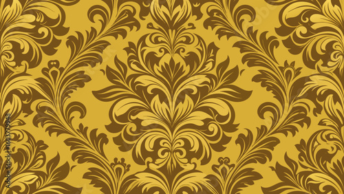 Vector golden damask seamless pattern element. Elegant luxury texture isolated colors for wallpapers, backgrounds, patterned fills, webs pages, surface textures, book covers, fabrics printing,damask, 