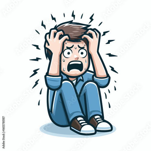 vector image of a panicked and scared person