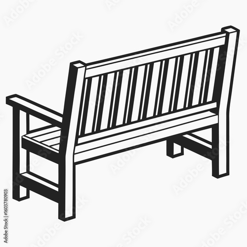 Black Outline Of A Bench With Backrest