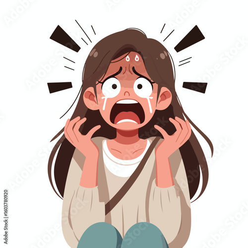 vector image of a panicked and scared person