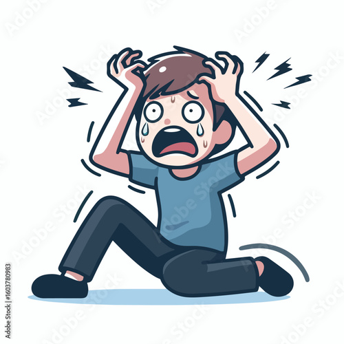 vector image of a panicked and scared person