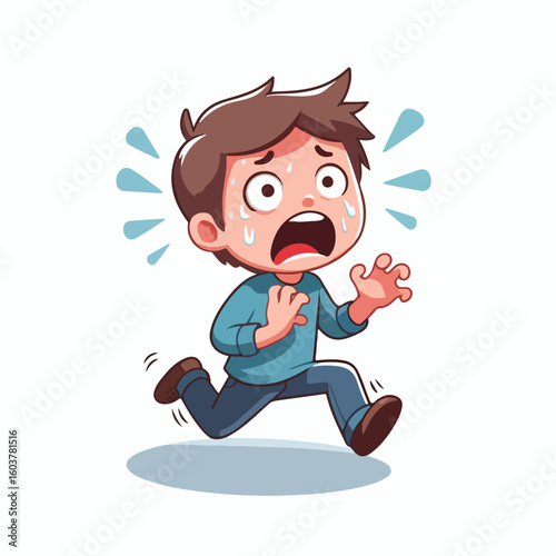 vector image of a panicked and scared person