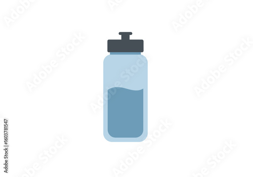 Vector illustration of a reusable sports water bottle for staying hydrated. Flat icon design for fitness and an active lifestyle.