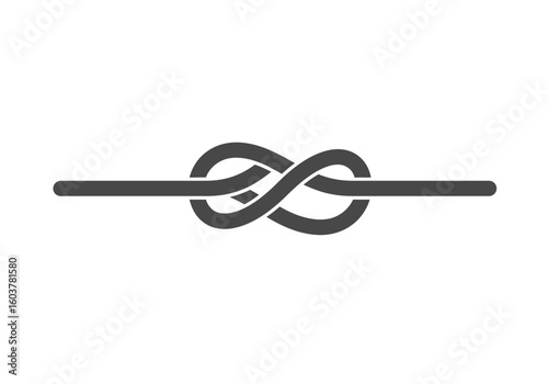 Infinity loop symbol made from a continuous line in a figure-eight knot. Represents eternity, unbreakable bonds, and endless cycles. Simple gray vector icon.