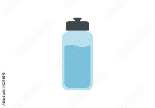 Sports water bottle illustration for hydration. Reusable container icon for fitness and lifestyle. Vector graphic.
