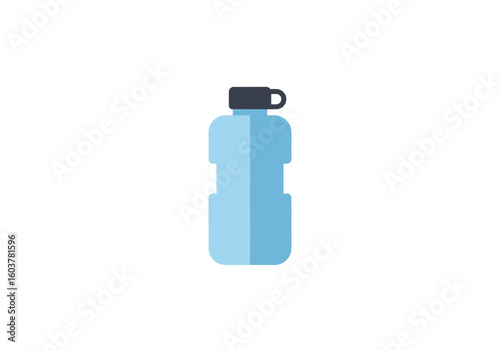 Flat vector icon of a reusable sports water bottle. Symbol of hydration, health, fitness, and sustainable living.