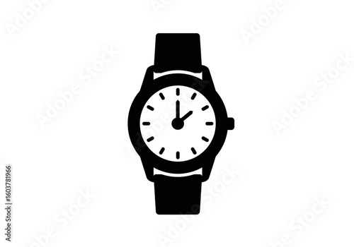 Simple wristwatch icon representing time management and punctuality. A minimalist analog watch symbol for schedules and deadlines.