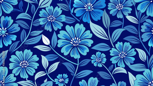 seamless pattern with swirls dark blue colors floral ornamental designs Can be used for wallpaper, pattern fills, web pages backgrounds, surface textures,curl, curtain, damask, drapery, elegant, 