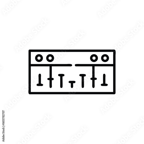 Minimalist Line Art Illustration of a Mixing Console in Black and White