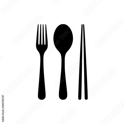 Fork, spoon, and chopsticks silhouette