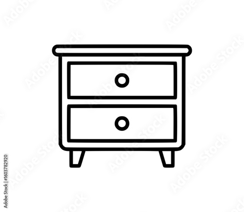 Minimalist line art illustration of a nightstand