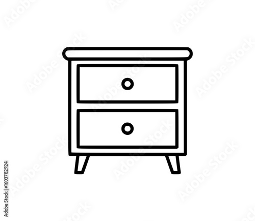 Minimalist line art illustration of a nightstand
