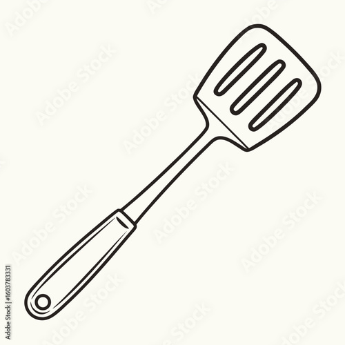 Line Art Vector Of A Spatula With Holes