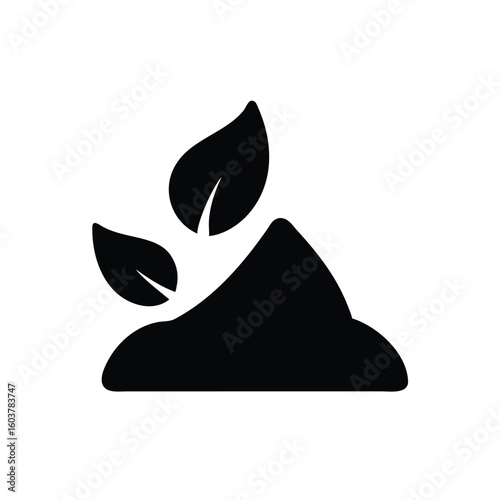Minimalist Silhouette of a Compost Pile with Leaves Organic Waste Recycling