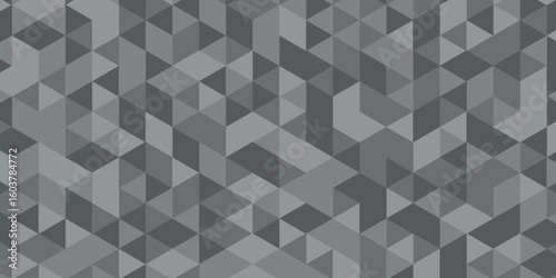 Modern triangle mosaic gray Background. Overlap random vector element. Business polygonal texture. Abstract low polygon Geometric banner wall background. Seamless Abstract polygon.	