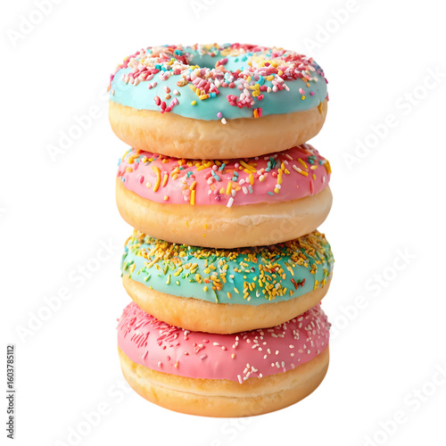 A Stack of PastelColored Donuts with Sprinkles