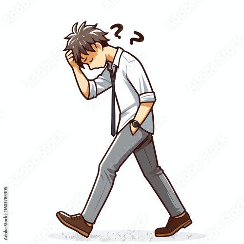 vector image of a person walking tiredly 