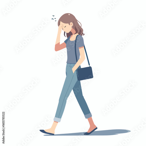 vector image of a person walking tiredly 