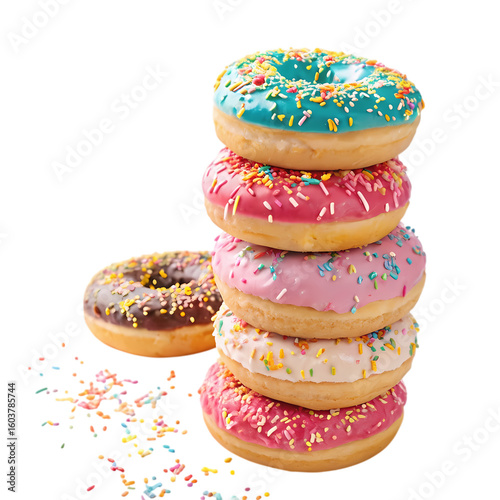 A Stack of Glazed Donuts with Sprinkles