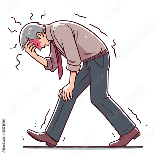 vector image of a person walking tiredly 