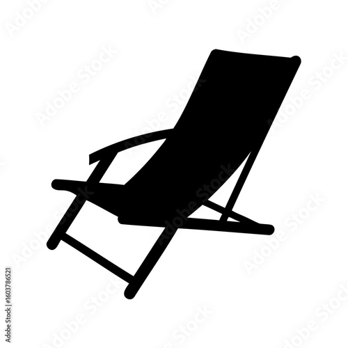 Lawn chair silhouette vector, Black silhouette of a folding lawn chair