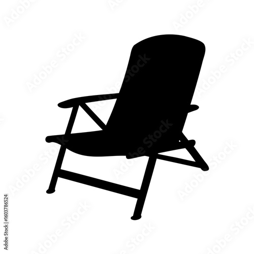 Lawn chair silhouette vector, Black silhouette of a folding lawn chair