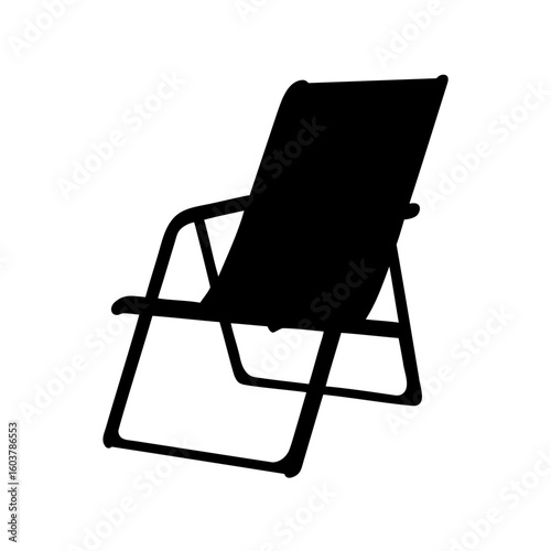 Lawn chair silhouette vector, Black silhouette of a folding lawn chair