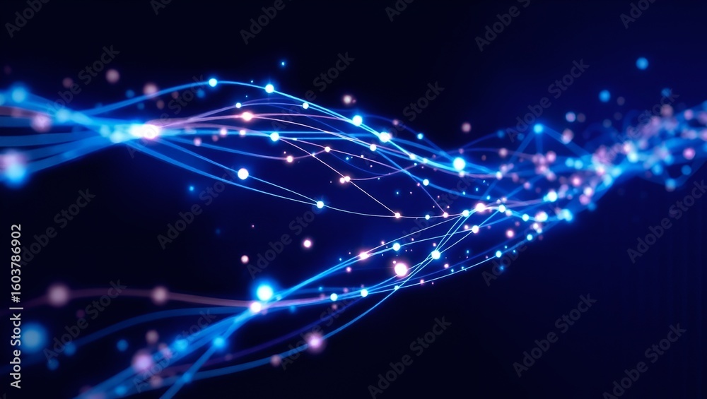 Fototapeta premium Dynamic abstract visualization showing digital data flows and network connections in cyberspace
