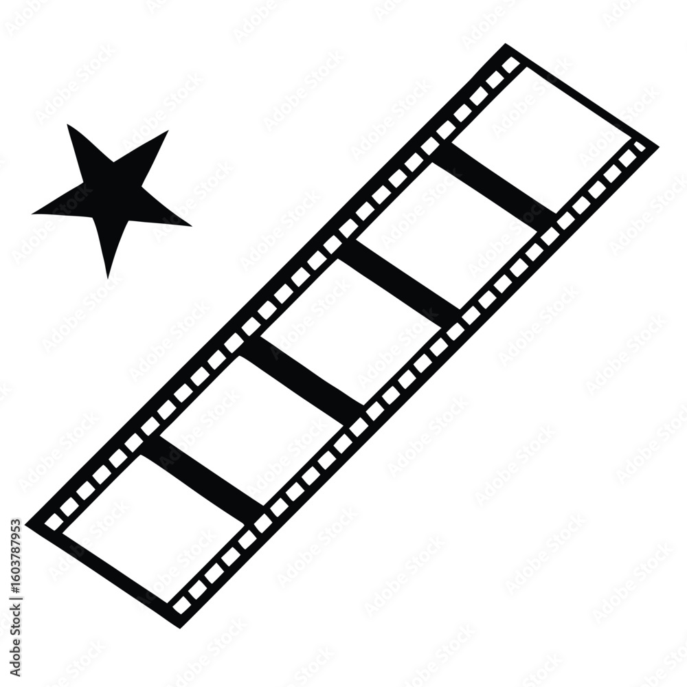 Fototapeta premium Classic film reel with a star icon representing cinema and entertainment industry excellence