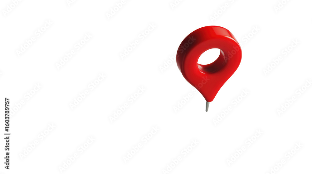 Fototapeta premium 3D red location pin icon on white background, perfect for digital maps or navigation concepts.