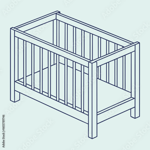Thin Outline Of A Baby Crib