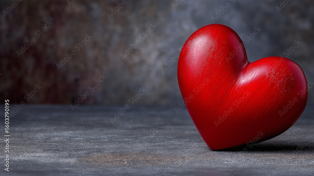 Fototapeta premium Vibrant Red Heart on Dark Background with Gentle Lighting