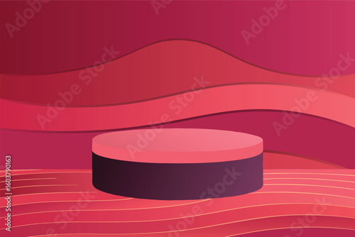 Podium with wavy decorations with delicate lightening.