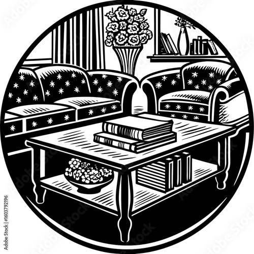 coffee table (linocut style)