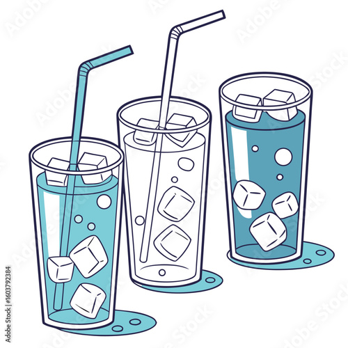 Vibrant cold drinks design with colorful elements on a clean white background