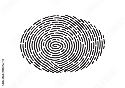 Fingerprint in flat vector style. Isolated illustration used for identity protection, digital privacy, biometric scans, or forensic security themes.

