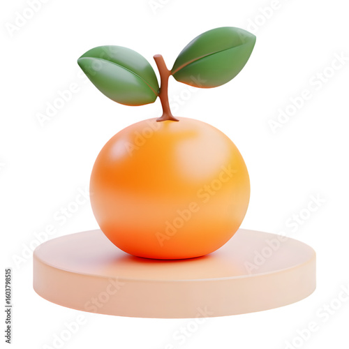 Mandarin Fruit 3D icon isolated on a transparent background