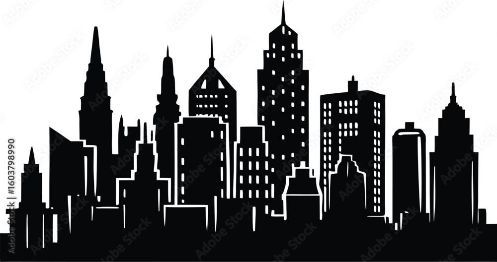 Fototapeta premium Silhouette of the city vector illustration.