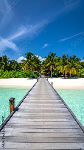 Wallpaper Mural Tropical wooden walkway to beach Torontodigital.ca