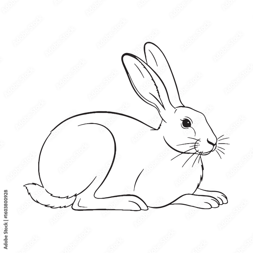 Obraz premium Broad Hare Distinctive Character Span - Hare vector - Hare Line art - Hare Drawing - Vector Lineart of Hare - Hare icon - outline of hare