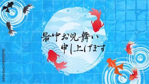 暑中お見舞い申し上げます：金魚：夏
