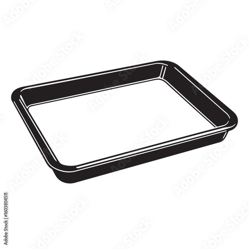 Black baking tray with white trim cooking kitchenware