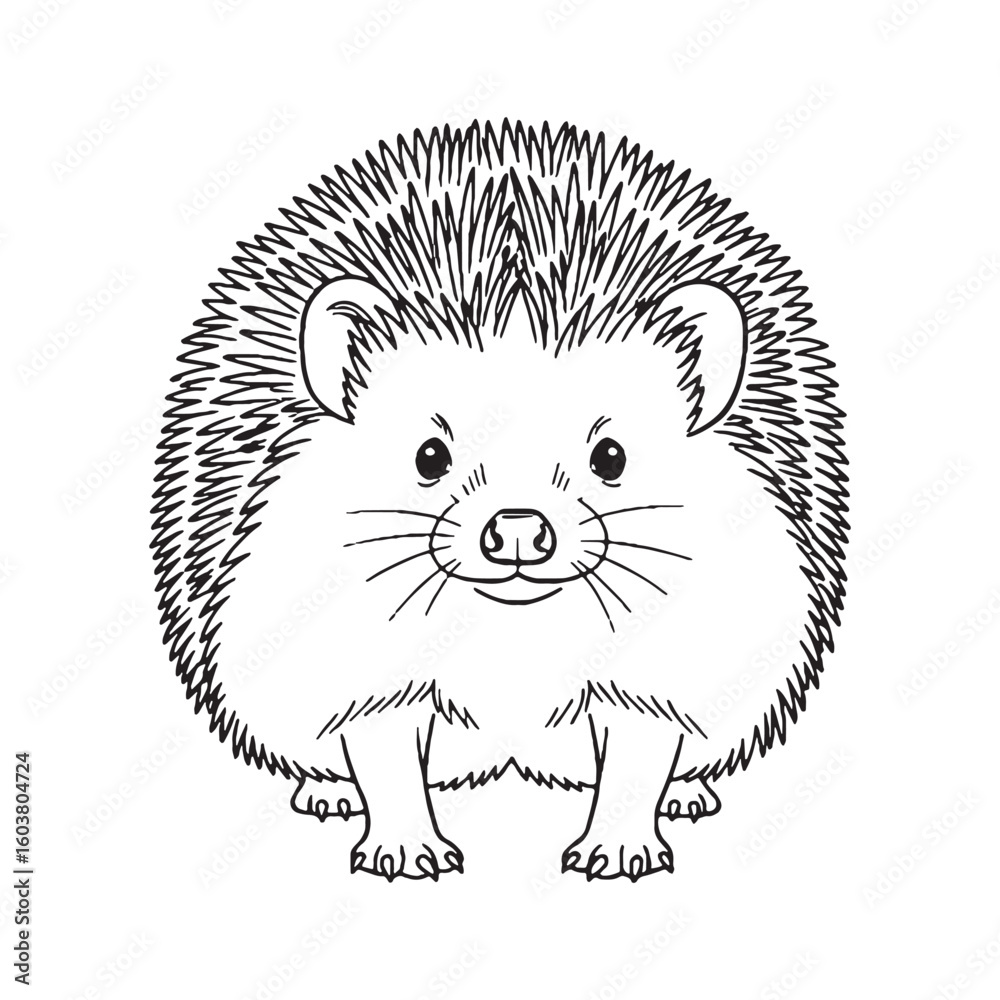 Obraz premium Compact Hedgehog Body Anatomy Sketch - Hedgehog vector - Hedgehog Line art - Hedgehog Drawing - Vector Lineart of Hedgehog - Hedgehog icon - outline of hedgehog