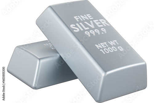 Silver bars, silver ingots.
