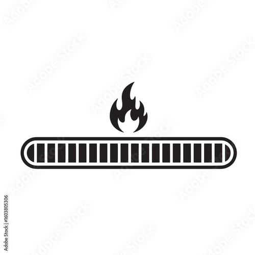 Black flame above progress bar fire heat