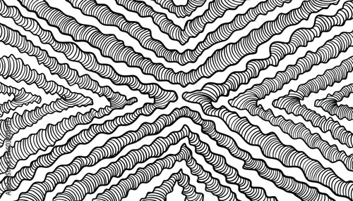 Abstract horizontal background with waves lines. optical illusion stripes style. wave psychedelic pattern in dynamics. simple doodle