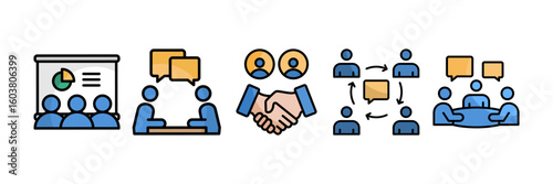 Teamwork  Icon Set, Containing design Teamwork, Dialogue, Collaboration, Team Collaboration, Business Meeting