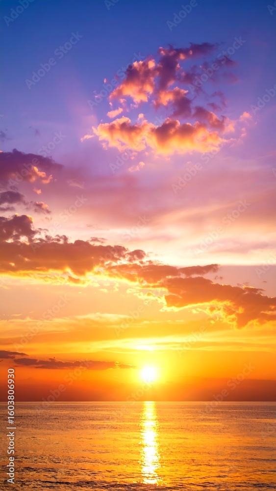 Fototapeta premium Vibrant sunset over ocean