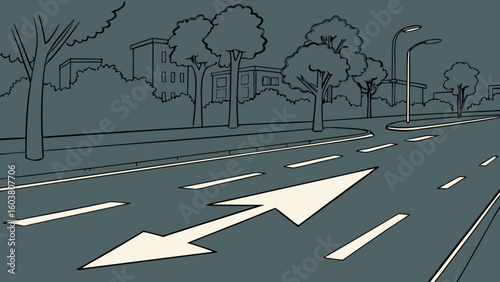 Street road direction arrows traffic city landscape illustration vector design for navigation and travel concept