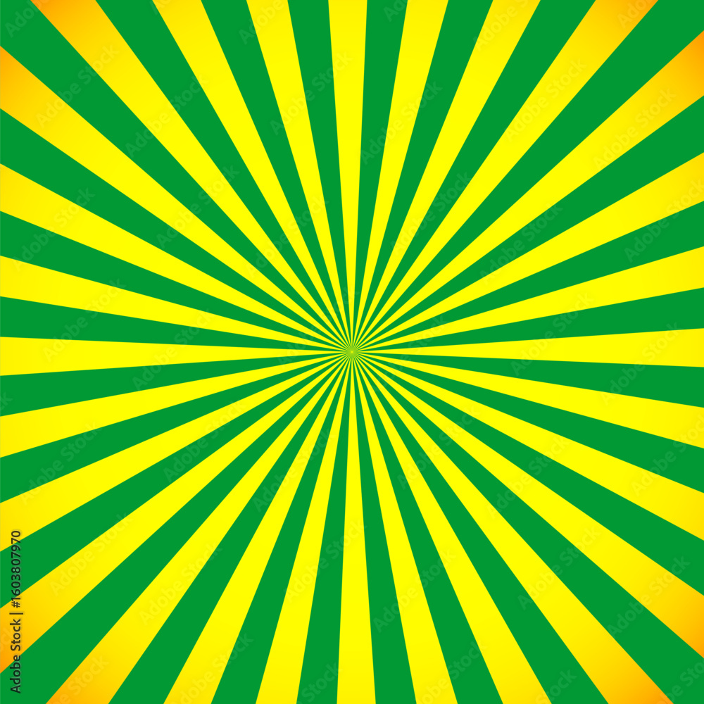 Obraz premium Vibrant Sunburst Background Green and Yellow Radial Design